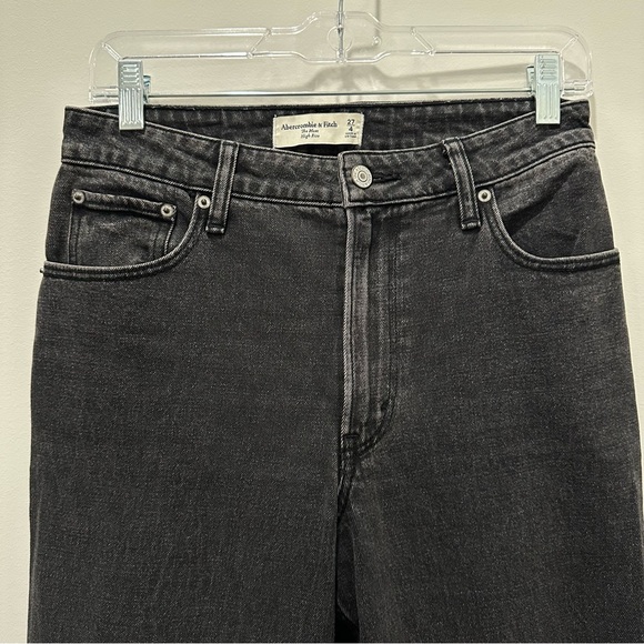 Abercrombie and Fitch The Mom High Rise Black Womens Size 27 Dark Straight Leg - Picture 4 of 16